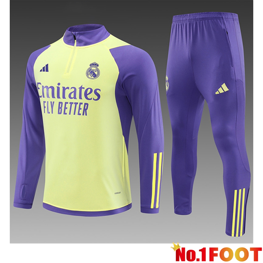 Real Madrid Kids Training Tracksuit Suit Yellow/Purple 2024/2025 - Click Image to Close