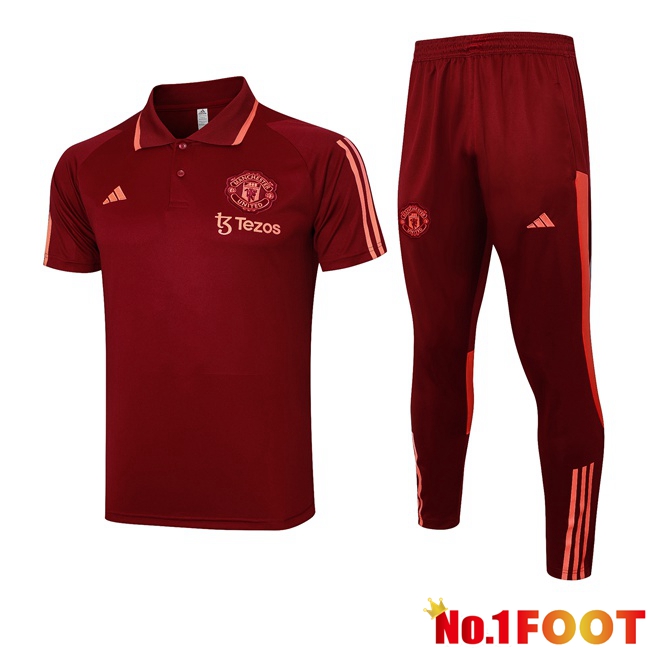 Manchester United Soccer Polo + Pants Red 2024/2025 - Click Image to Close