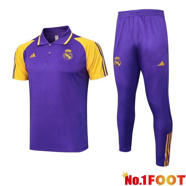 Real Madrid Soccer Polo + Pants Purple 2024/2025 - Click Image to Close