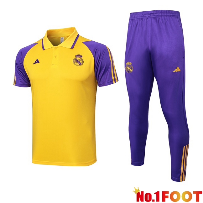 Real Madrid Soccer Polo + Pants Yellow 2024/2025