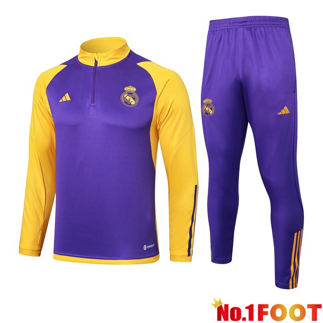 Real Madrid Training Tracksuit Suit Purple Yellow 2024/2025