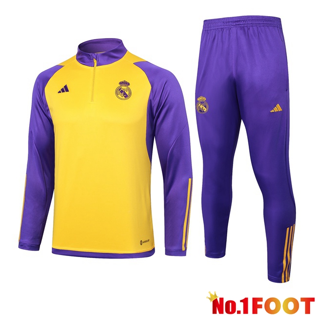 Real Madrid Training Tracksuit Suit Yellow Purple 2024/2025