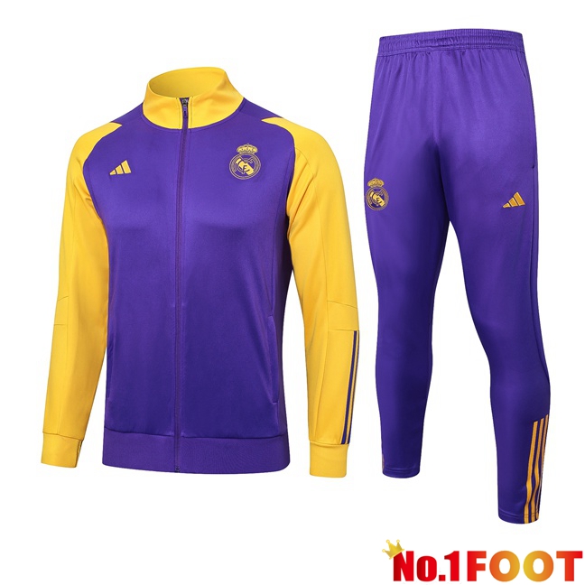 Real Madrid Training Jacket Suit Purple Yellow 2024/2025