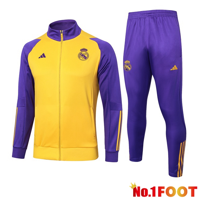 Real Madrid Training Jacket Suit Yellow Purple 2024/2025