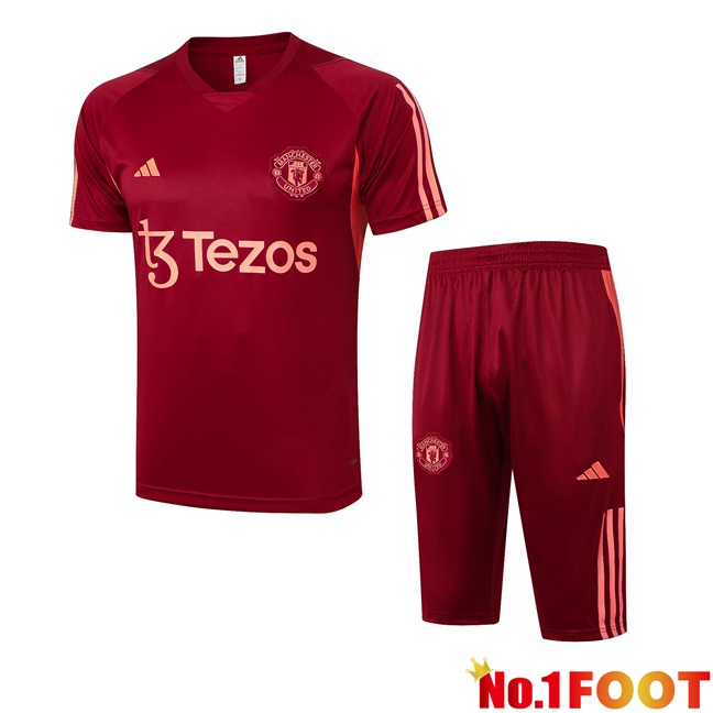 Manchester United Training T Shirt + Shorts Red 2024/2025