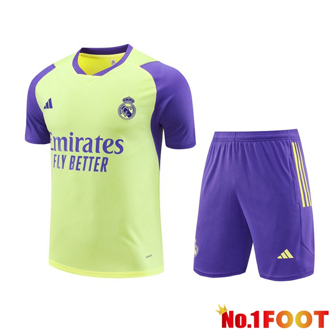 Real Madrid Training T Shirt + Shorts Yellow 2024/2025