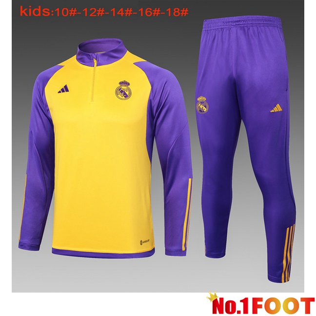 Real Madrid Kids Training Tracksuit Suit Yellow Purple 2024/2025 - Click Image to Close