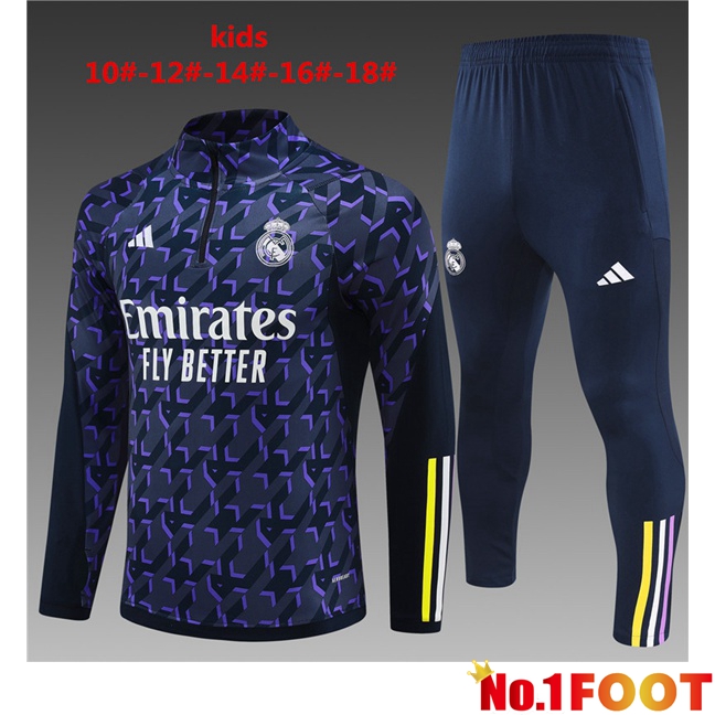 Real Madrid Kids Training Tracksuit Suit Blue Royal 2024/2025