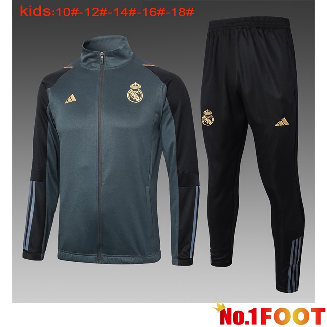 Real Madrid Kids Training Jacket SuitBlack 2024/2025 - Click Image to Close