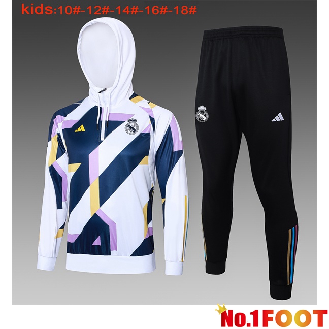 Real Madrid Kids Training Tracksuit Hoodie White 2024/2025