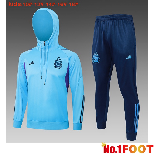 Argentina Kids Training Tracksuit Hoodie Blue 2024/2025 - Click Image to Close