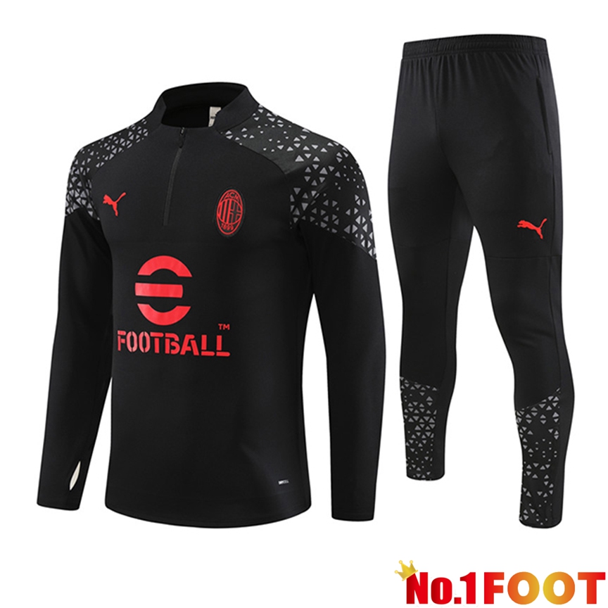 AC Milan Training Tracksuit Suit Black/Red 2023/2024