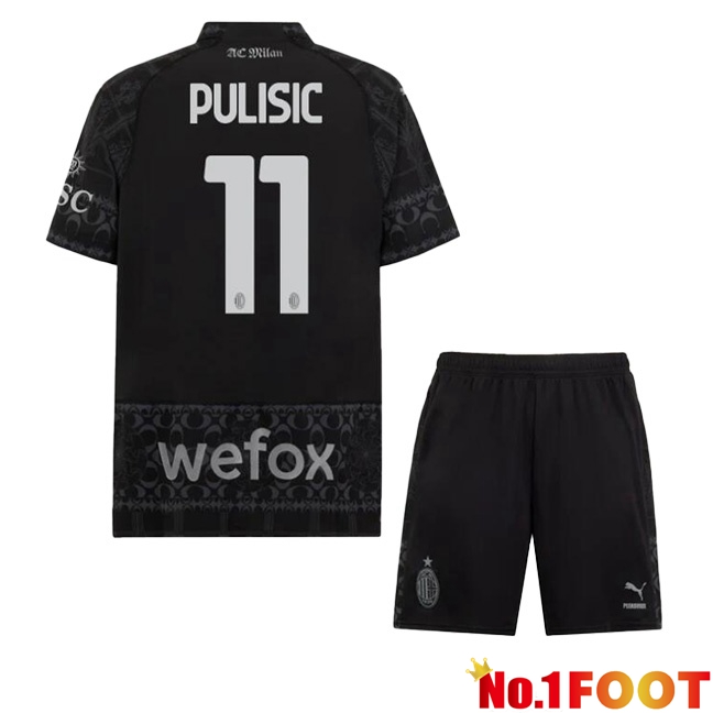 AC Milan (Pulisic 11) Kids Soccer Jersey Fourth Black 2023/2024