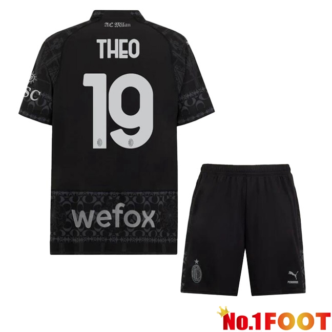 AC Milan (Theo 19) Kids Soccer Jersey Fourth Black 2023/2024