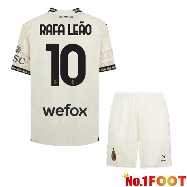 AC Milan (Rafa Leão 10) Kids Soccer Jersey Fourth Yellow 2023/2024