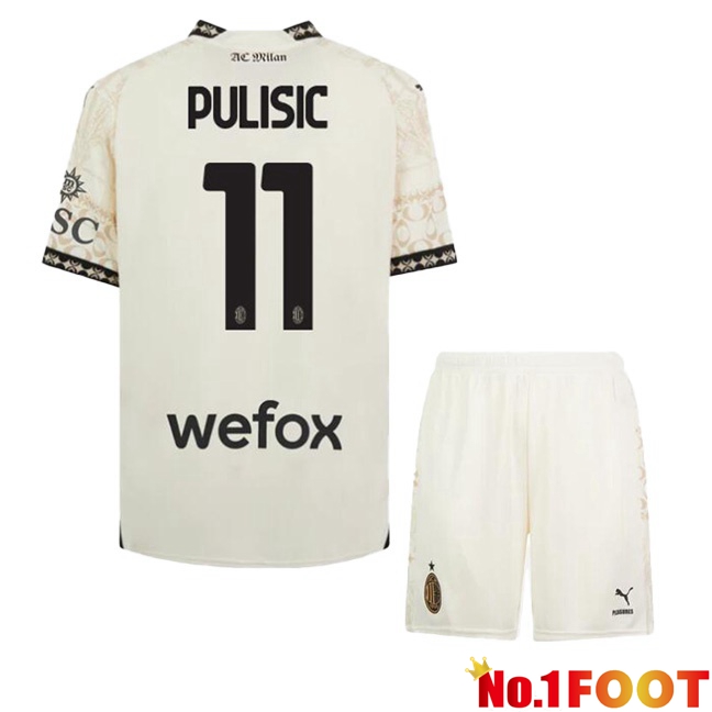 AC Milan (Pulisic 11) Kids Soccer Jersey Fourth Yellow 2023/2024