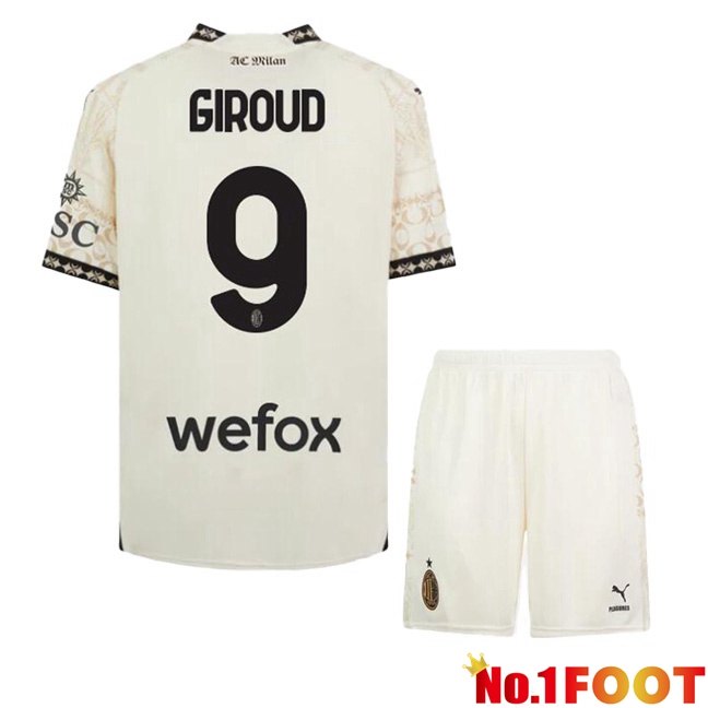 AC Milan (Giroud 9) Kids Soccer Jersey Fourth Yellow 2023/2024