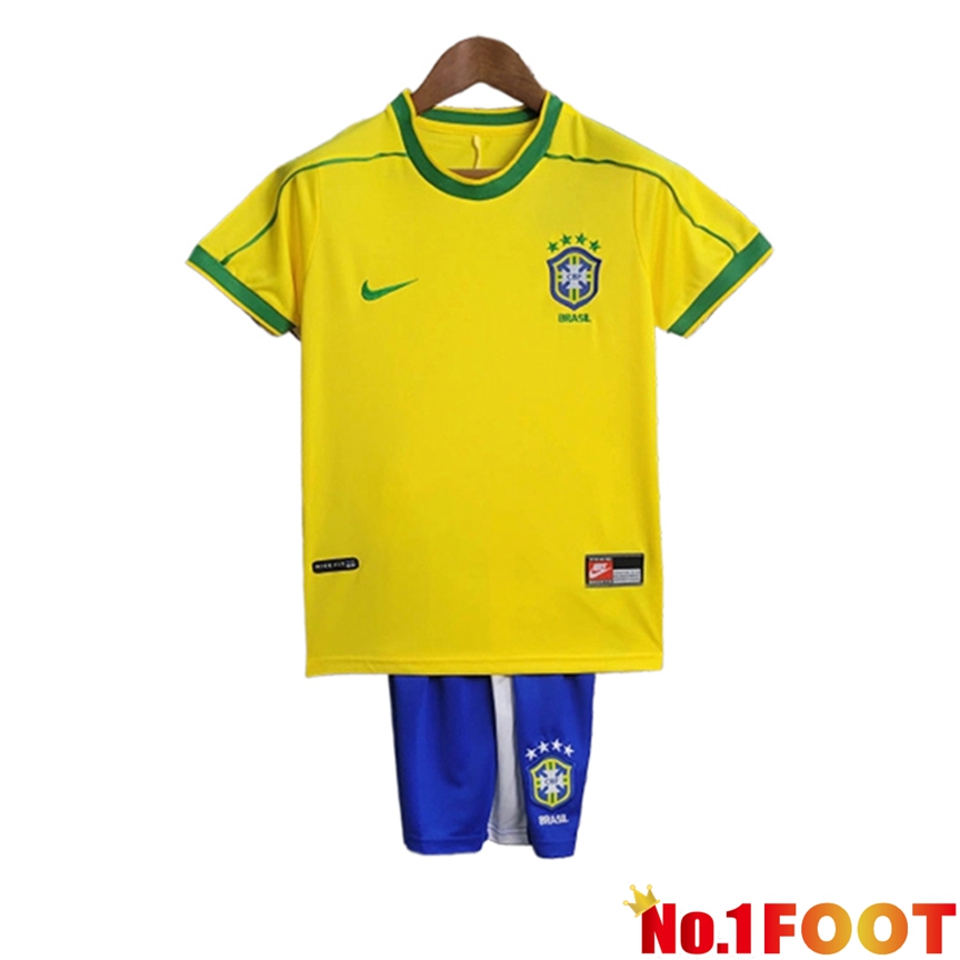 Brazil Retro Kids Soccer Jersey Home 1998