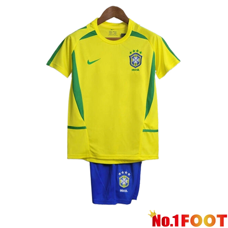 Brazil Retro Kids Soccer Jersey Home 2002