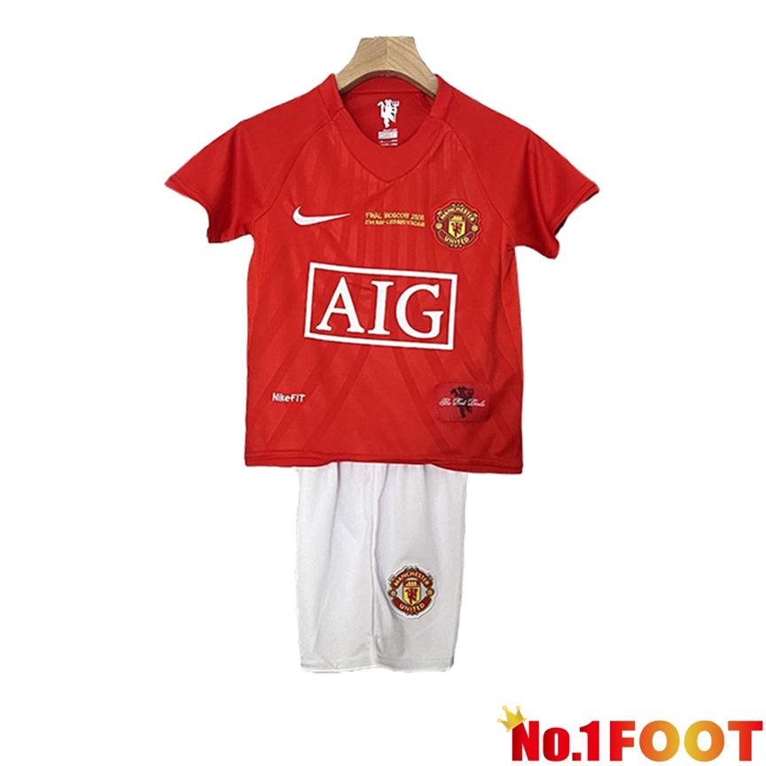 Manchester United Retro Kids Soccer Jersey Home 2007/2008