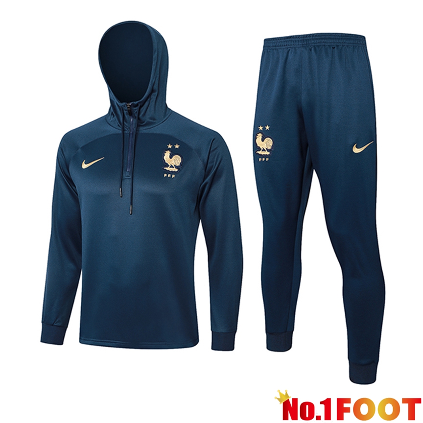 France Training Tracksuit Hoodie Ocean Blue 2024/2025