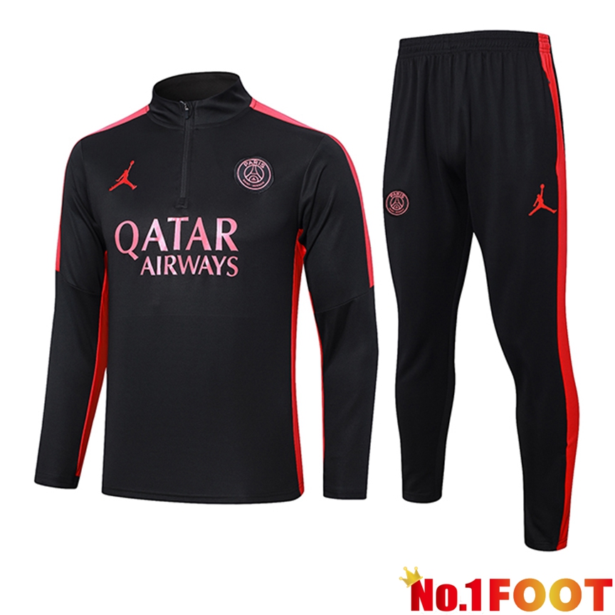 PSG Training Tracksuit Suit Black/Red 2024/2025