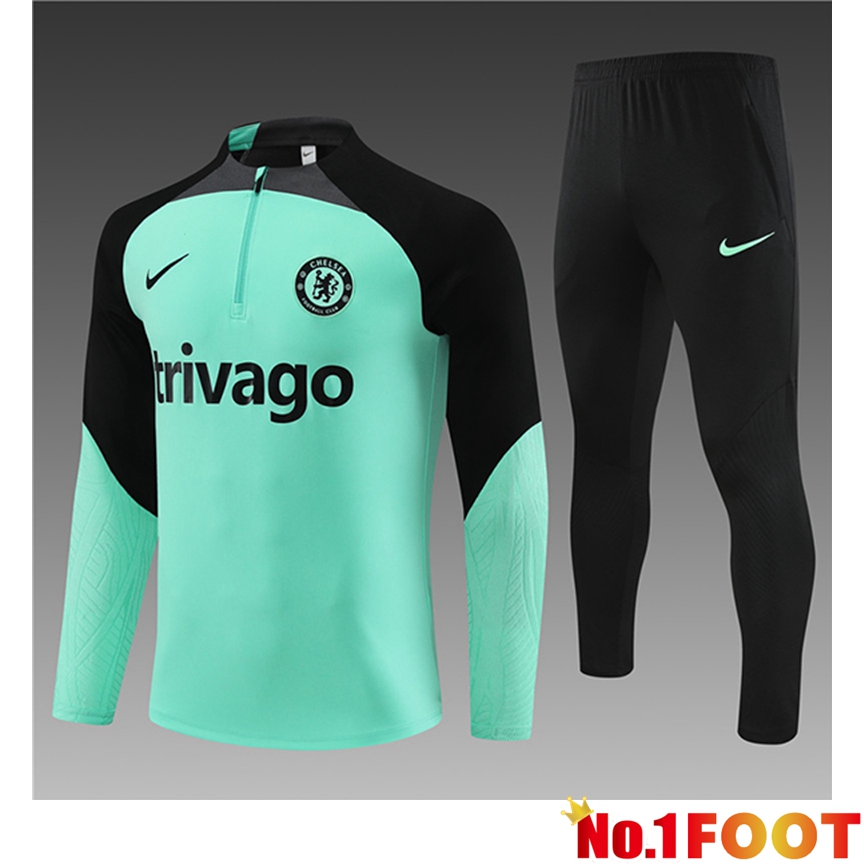 FC Chelsea Kids Training Tracksuit Suit Green/Black 2023/2024