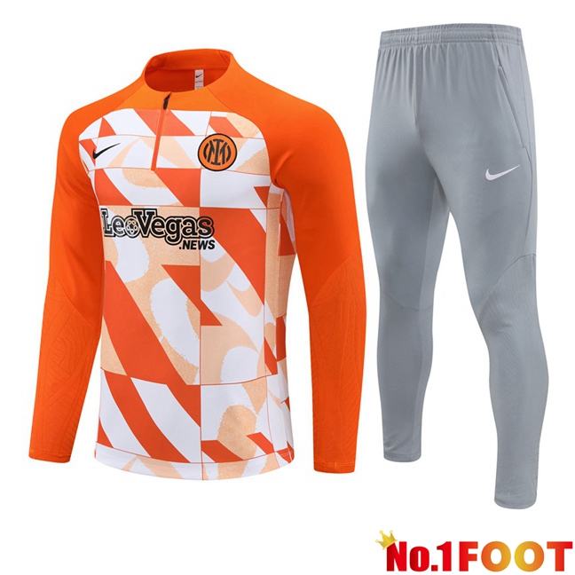 Inter Milan Training Tracksuit Suit White Orange 2024/2025