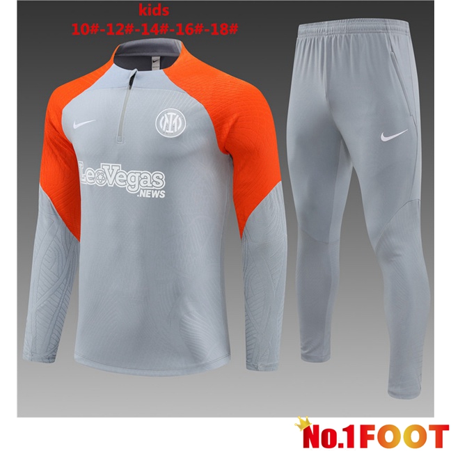 Inter Milan Kids Training Tracksuit Suit Grey Orange 2024/2025