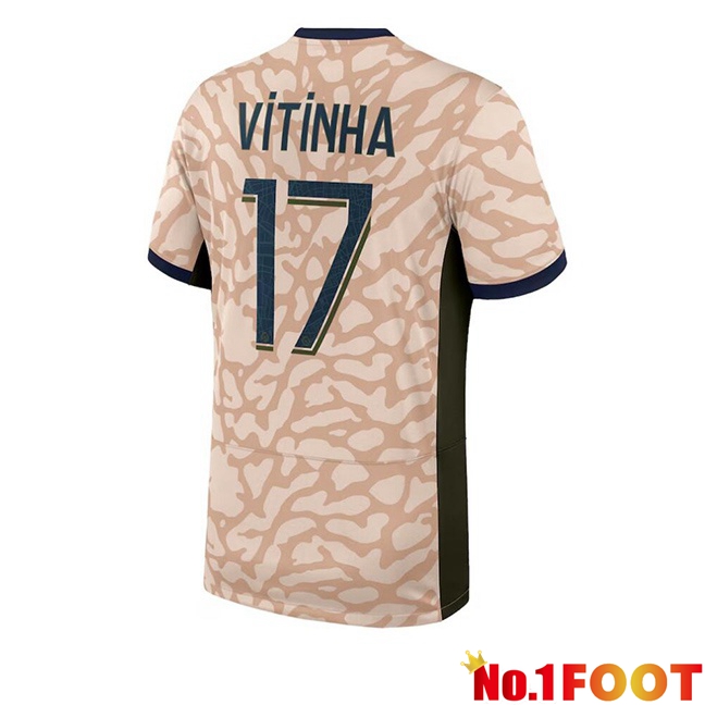 Paris PSG (Vitinha 17) Soccer Jersey Fourth Pink 2023/2024