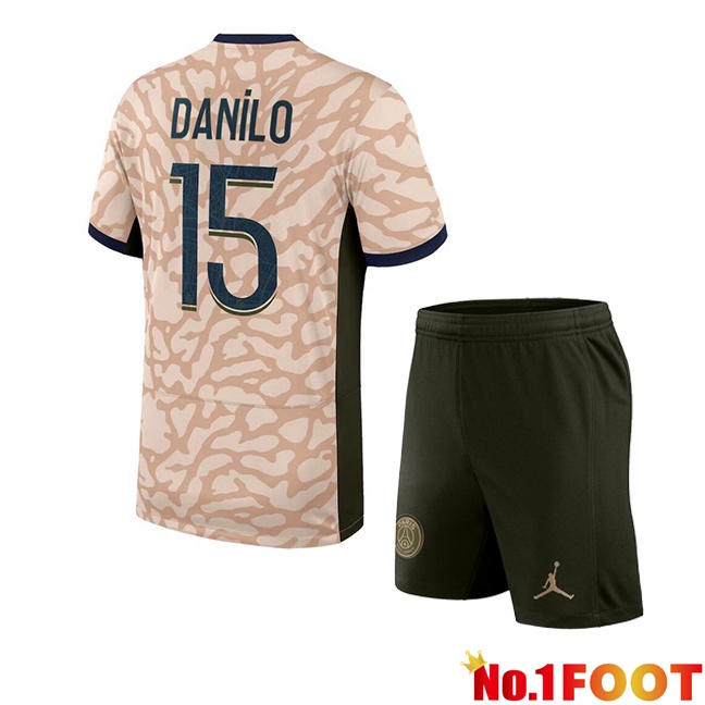 Paris PSG (Danilo 15) Kids Soccer Jersey Fourth Pink 2023/2024