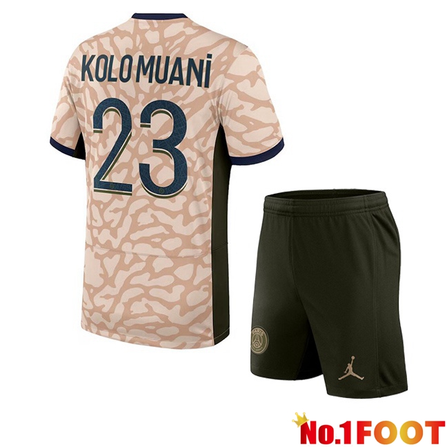 Paris PSG (Kolo Muani 23) Kids Soccer Jersey Fourth Pink 2023/2024