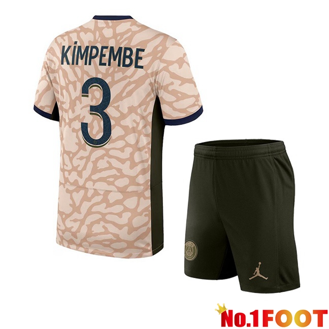 Paris PSG (Kimpembe 3) Kids Soccer Jersey Fourth Pink 2023/2024