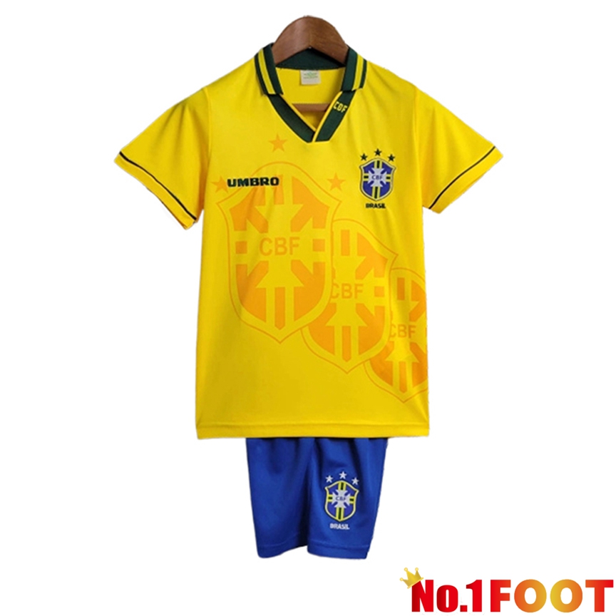 Brazil Retro Kids Soccer Jersey Home 1994