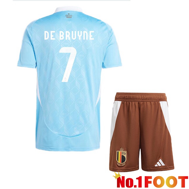 Belgium (DE BRUYNE 7) Kids Away Soccer Jersey Blue 2024/2025