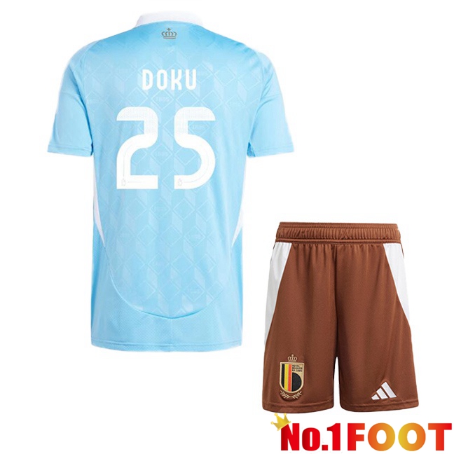 Belgium (DOKU 25) Kids Away Soccer Jersey Blue 2024/2025