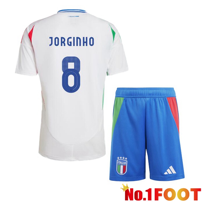 Italy (JORGINHO 8) Kids Away Soccer Jersey White 2024/2025