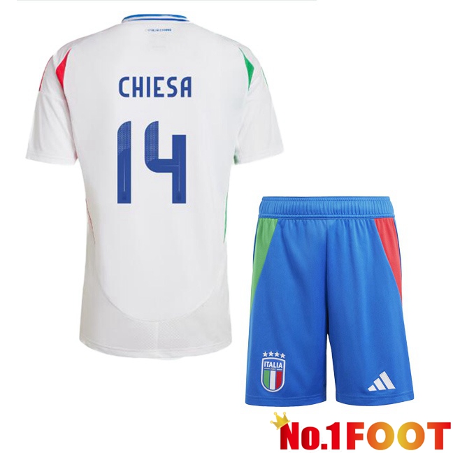 Italy (CHIESA 14) Kids Away Soccer Jersey White 2024/2025