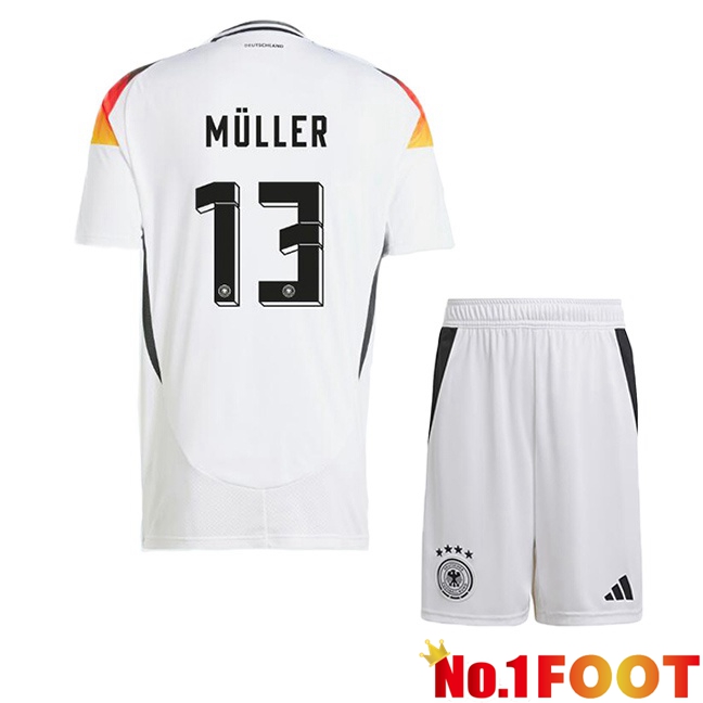 Germany (MÜLLER 13) Kids Home Soccer Jersey White 2024/2025