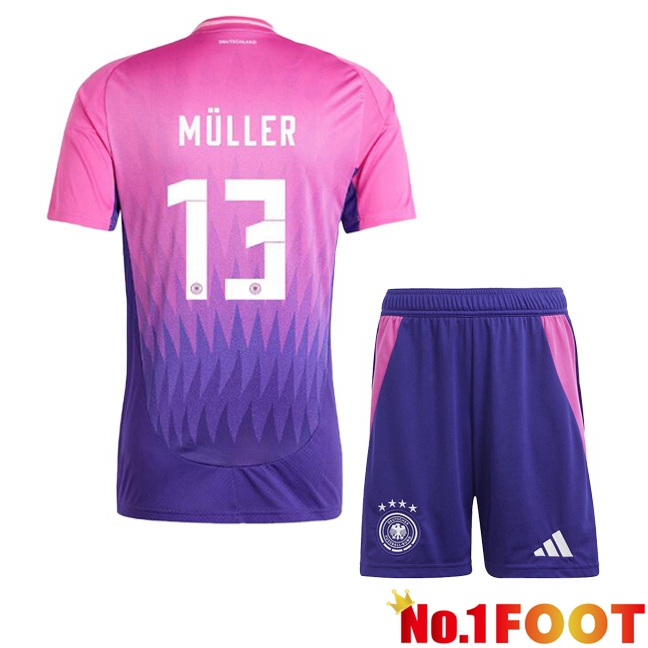 Germany (MÜLLER 13) Kids Away Soccer Jersey Pink Purple 2024/2025