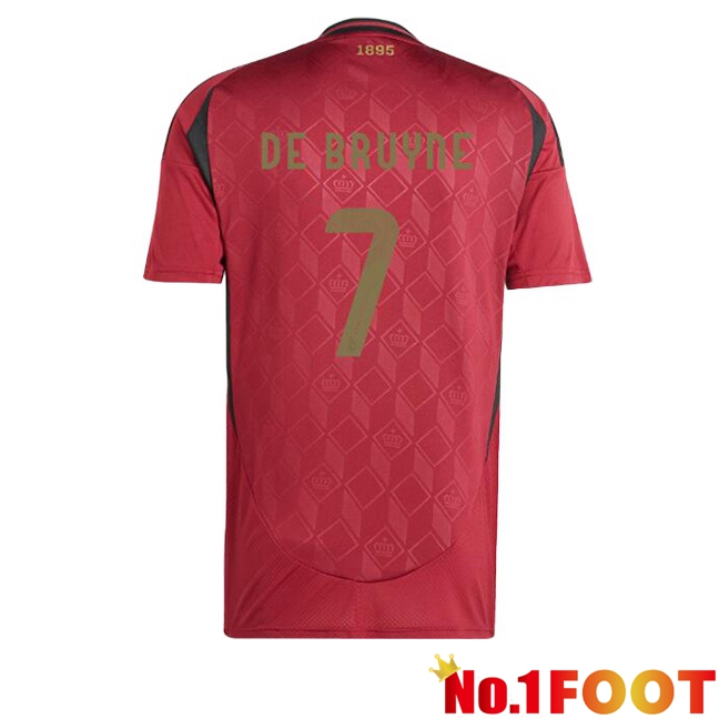 Belgium (DE BRUYNE 7) Home Soccer Jersey Red 2024/2025