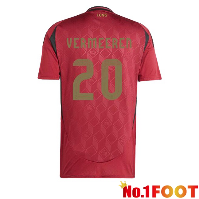 Belgium (VERMEEREN 20) Home Soccer Jersey Red 2024/2025