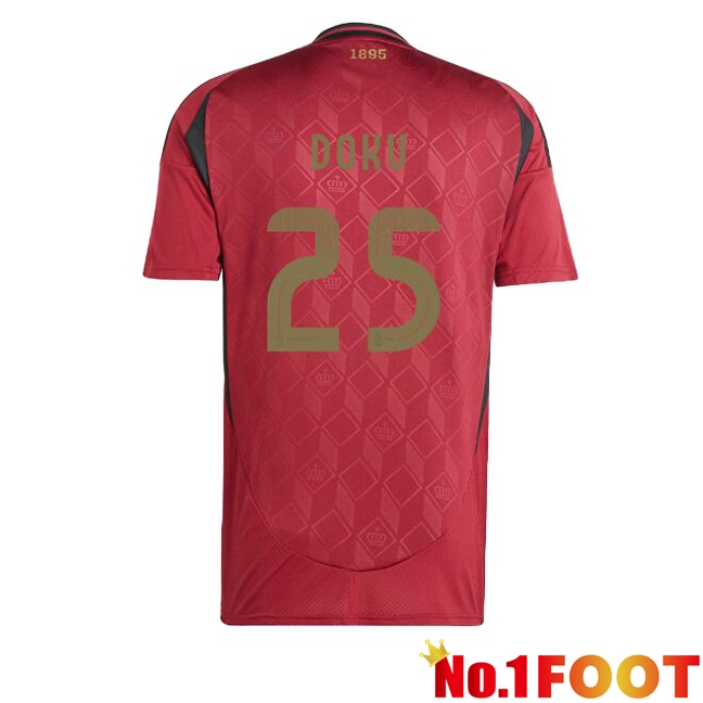 Belgium (DOKU 25) Home Soccer Jersey Red 2024/2025