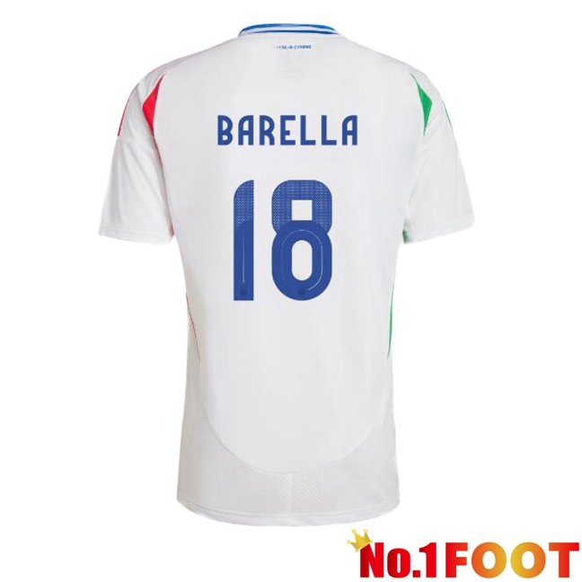 Italy (BARELLA 18) Away Soccer Jersey White 2024/2025