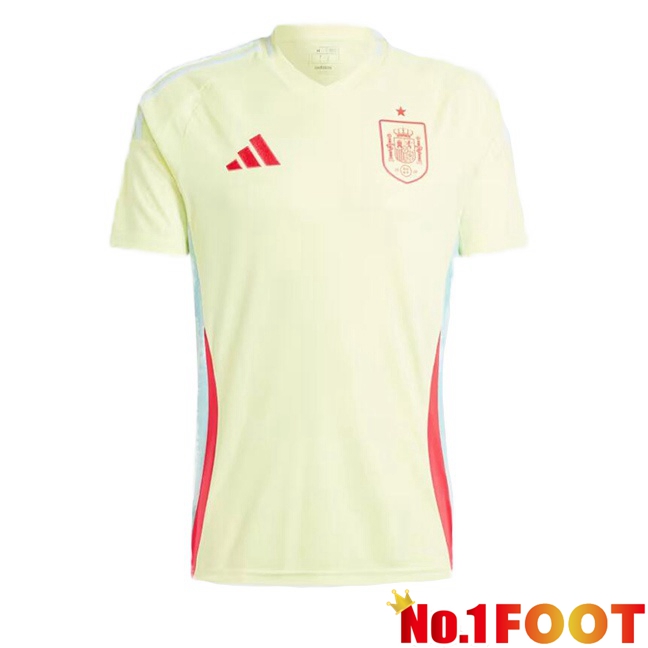 Spain Away Soccer Jersey Yellow UEFA Euro 2024