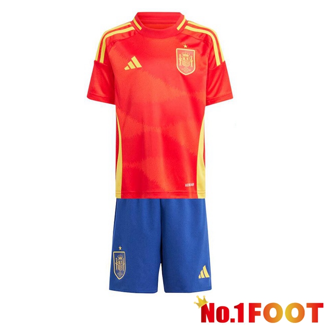 Spain Kids Home Soccer Jersey Red UEFA Euro 2024