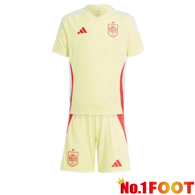 Spain Kids Away Soccer Jersey Yellow UEFA Euro 2024