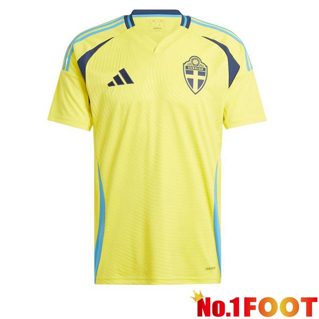 Sweden Home Soccer Jersey Yellow UEFA Euro 2024