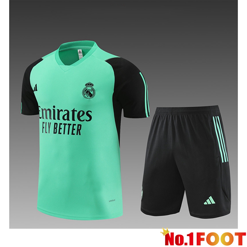 Real Madrid Kids kit Training T Shirt + Shorts Green/Black 2024/2025