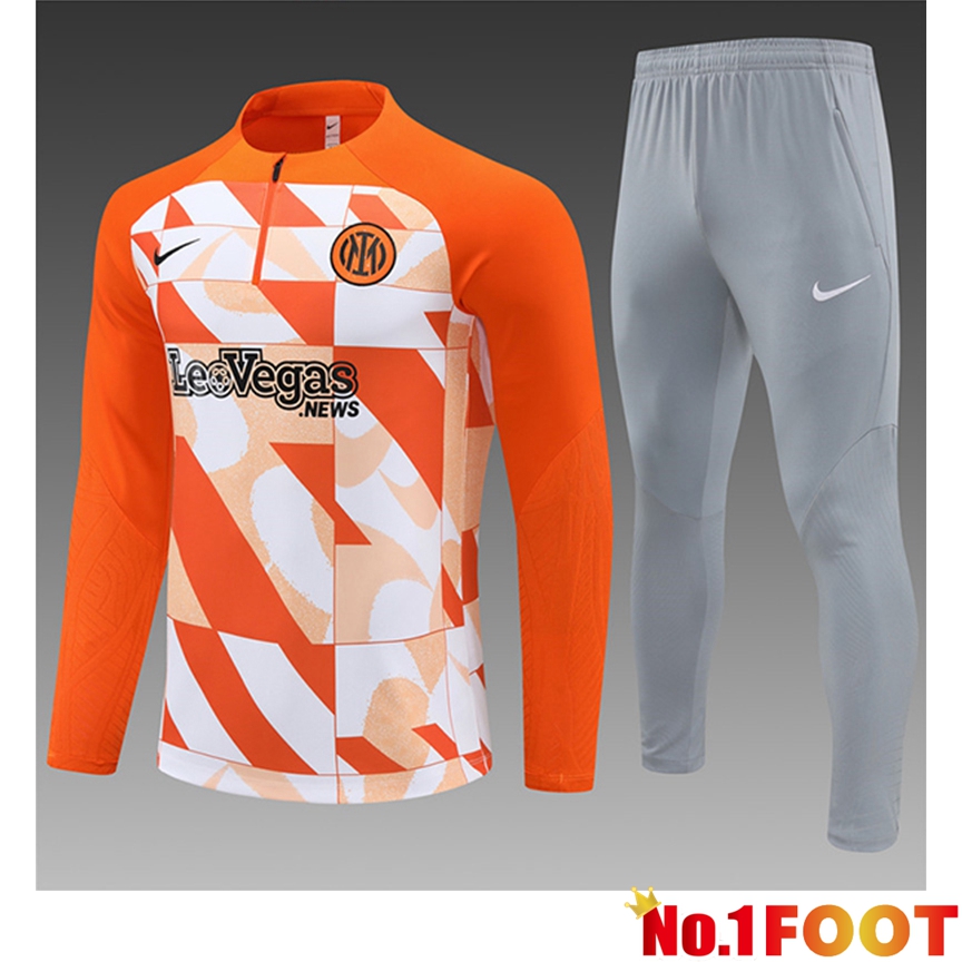 Inter Milan Kids kit Training Tracksuit Orange/White 2024/2025